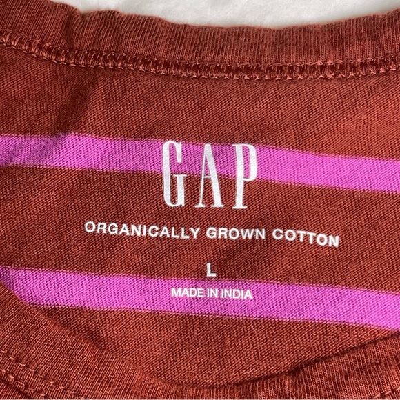 Vintage GAP Burgundy and Magenta Striped Tee Girls Large - Picture 6 of 6